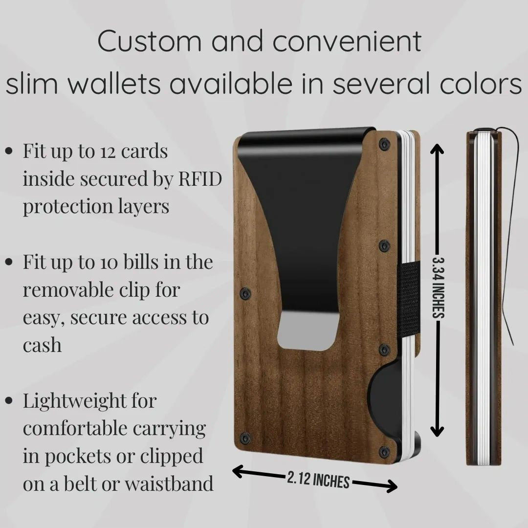 Custom Metal & Wood Slim RFID Protection Wallets