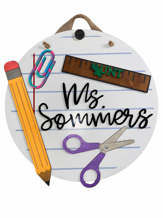 Teacher Door Hanger - Notebook Paper
