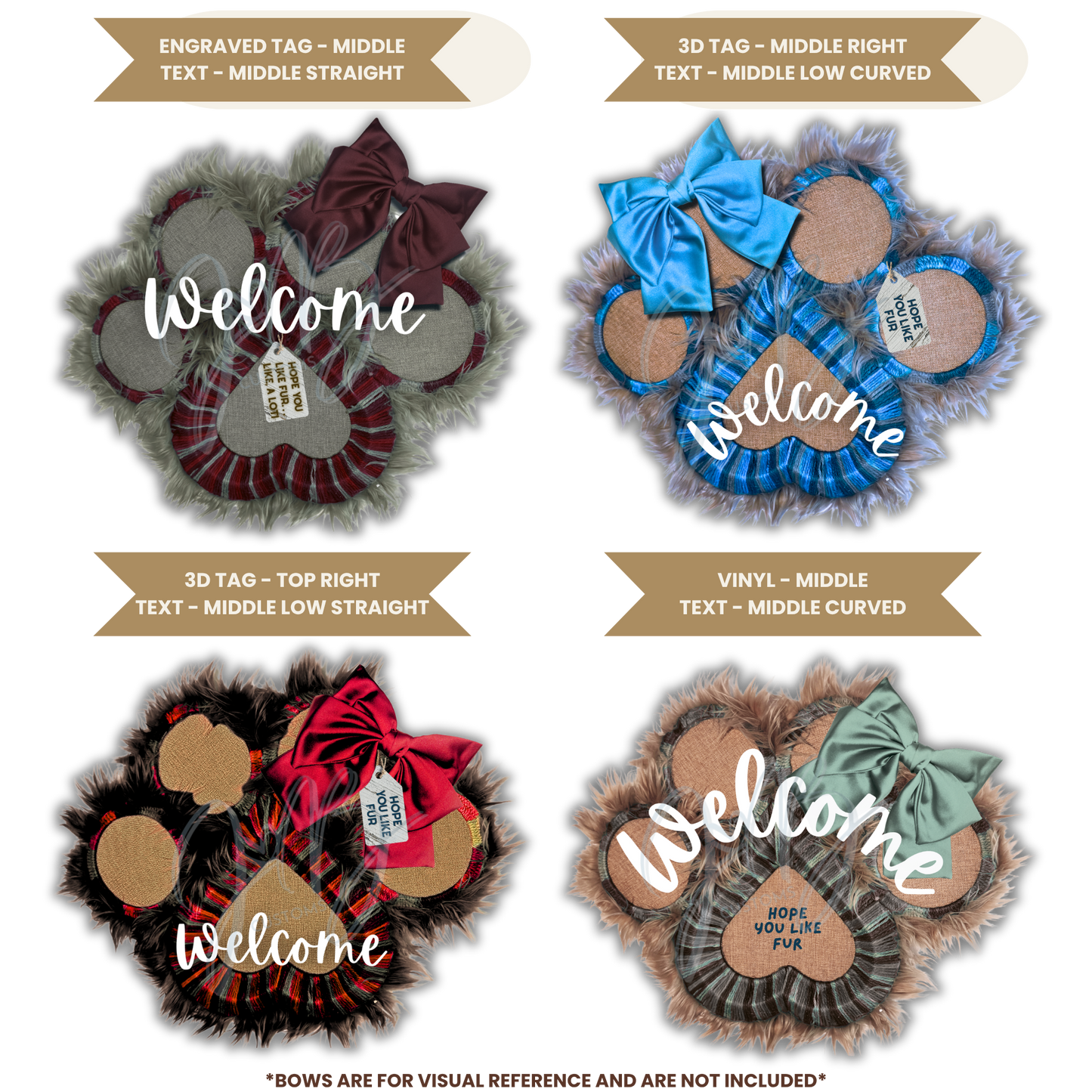 Custom Paw Print Wreath – Pet Lover Door Hanger – Handmade Faux Fur Wreath – Personalized Pet Décor