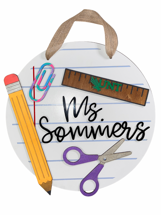 Teacher Door Hanger - Notebook Paper