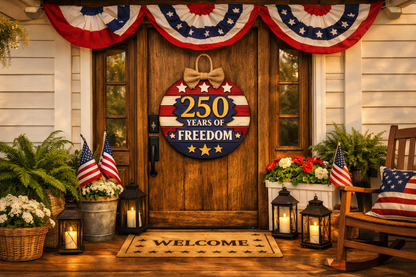 Patriotic 250th Birthday Door Hanger