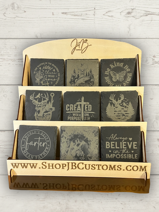 Custom Laser Engraved Slate Coasters