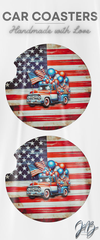 Custom Sublimation Car Coasters – Personalized Cup Holder Inserts (Set of 2)