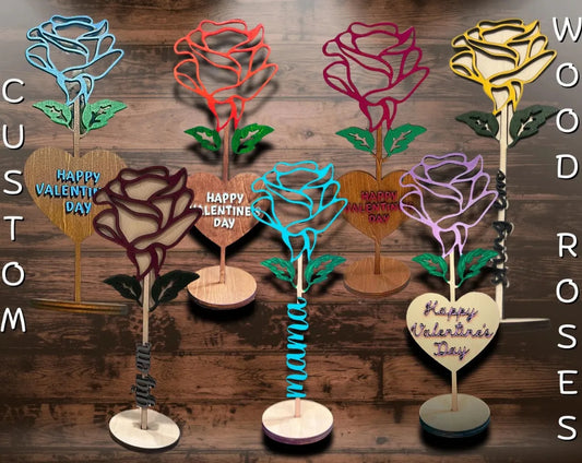 Custom Wooden Rose w/stand