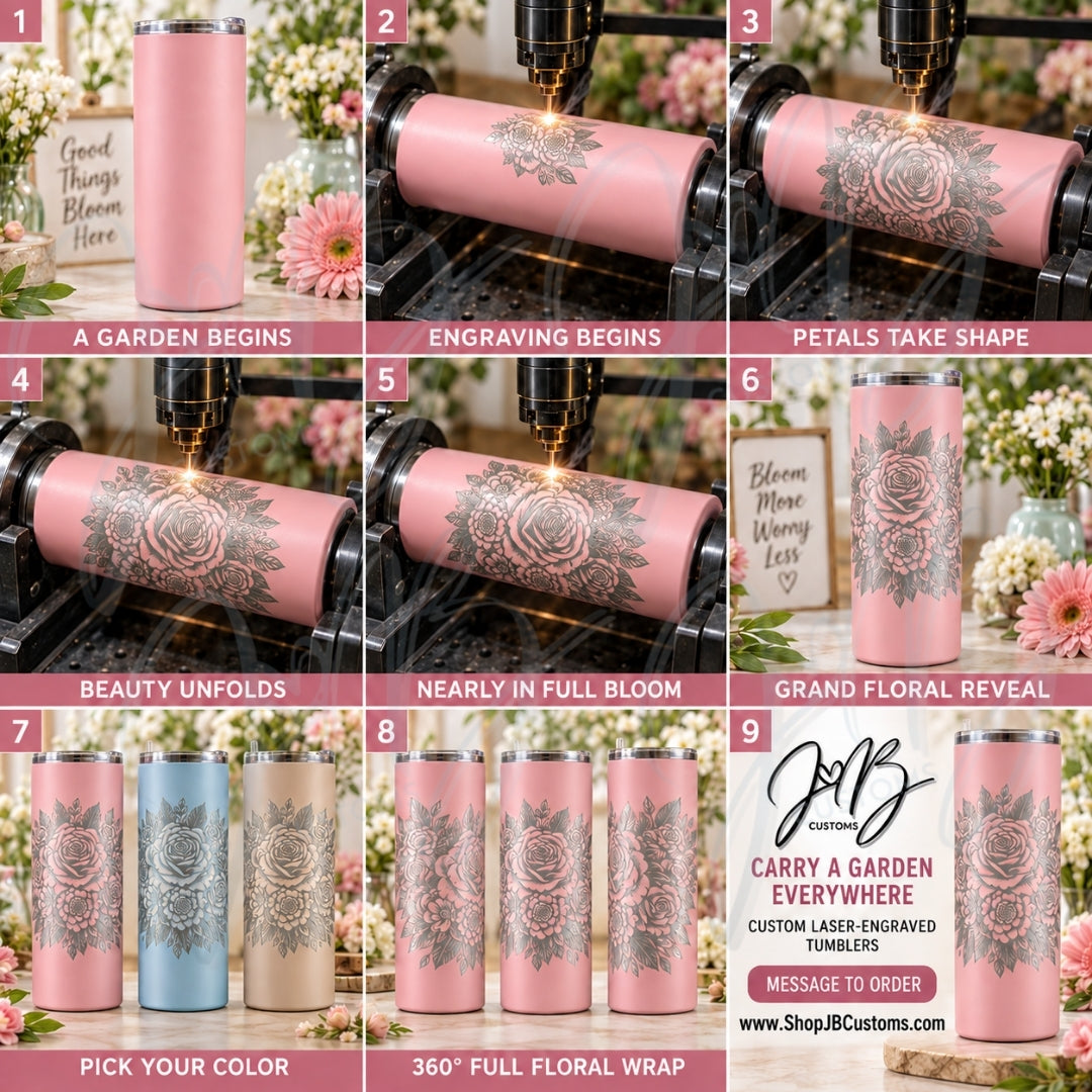 Grand Floral Bouquet Full-Wrap Laser-Engraved 20 oz Tumbler