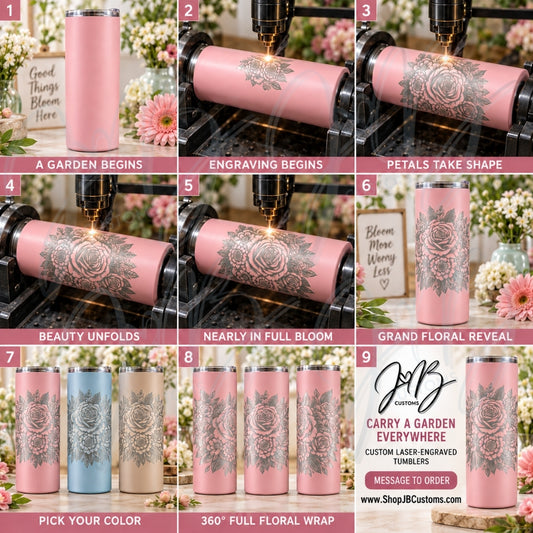 Grand Floral Bouquet Full-Wrap Laser-Engraved 20 oz Tumbler