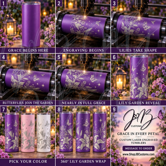 Lily Garden Full-Wrap Laser-Engraved 20 oz Tumbler