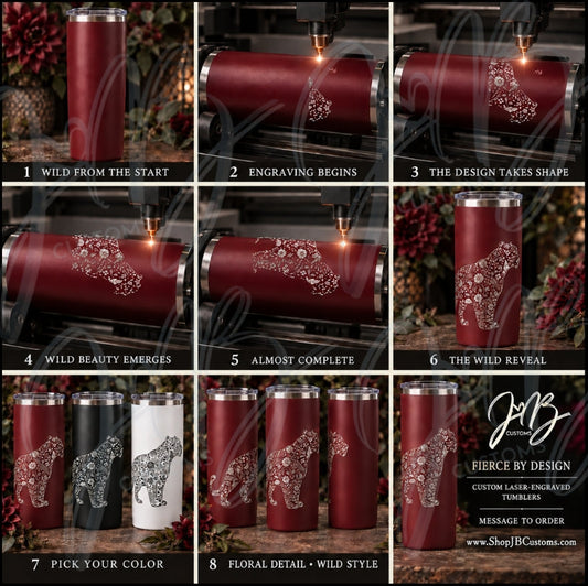 Floral Panther Laser-Engraved 20 oz Tumbler