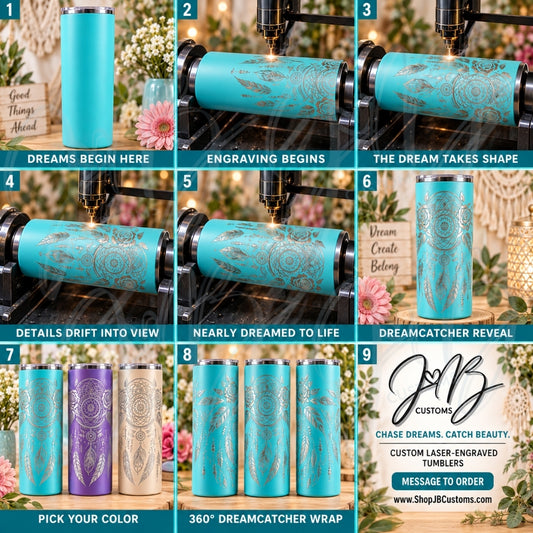 Rose Dreamcatcher Full-Wrap Laser-Engraved 20 oz Tumbler