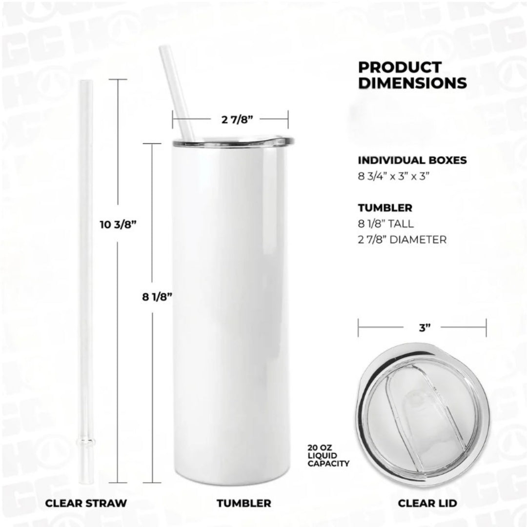 20 oz skinny tumbler dimensions