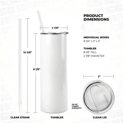 20 oz skinny tumbler dimensions