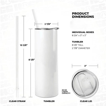 20 oz skinny sublimation tumbler dimensions