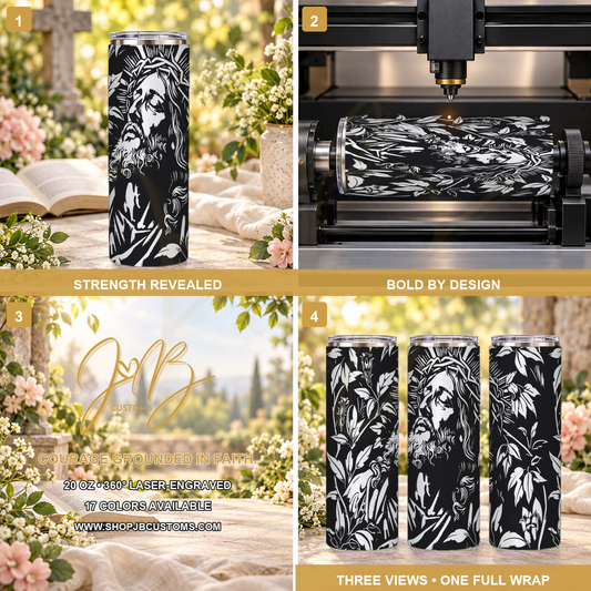 Lion of Judah full-wrap laser-engraved 20 oz tumbler