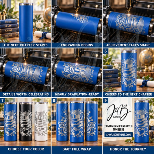 Rose Academic Graduation Full-Wrap Laser-Engraved 20 oz Tumbler